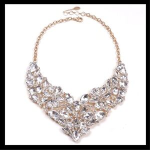 Amrita Singh Clear Sparkling Austrian Crystals Bib Necklace